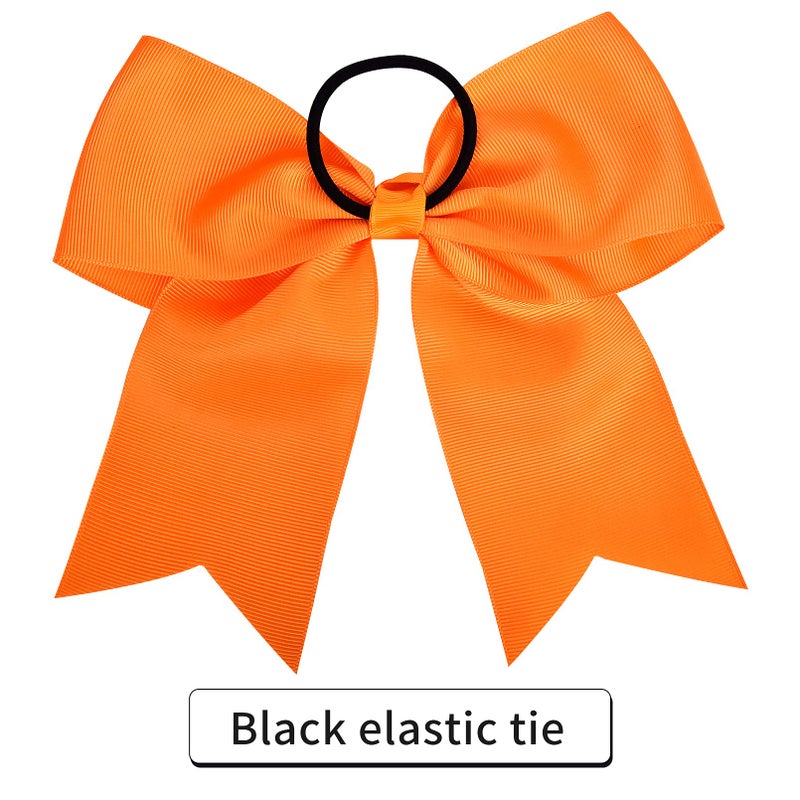 Aileam 8" Large Cheer Bows Ponytail Holder 12PCS Girls Elastic Hair Ties Orange Accessories for women youth toddler football Competition Sports - Image 2